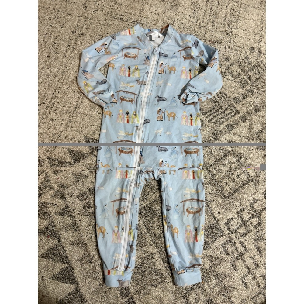 Cecil And Lou Blue Nativity One Piece‎ Pj Size 2t